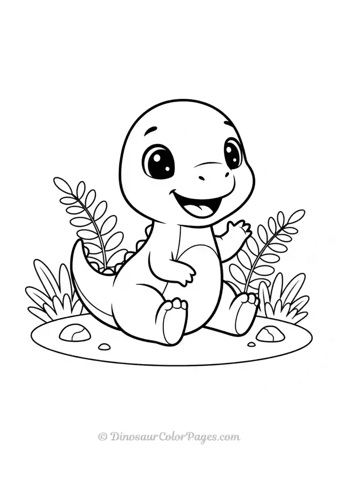 Cute Baby Dinosaur Coloring Pages Laughing