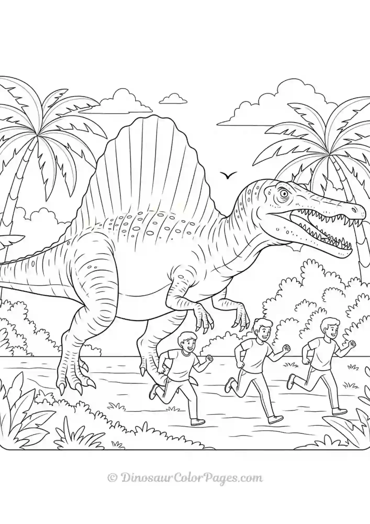 Jurassic World Spinosaurus Chasing Humans