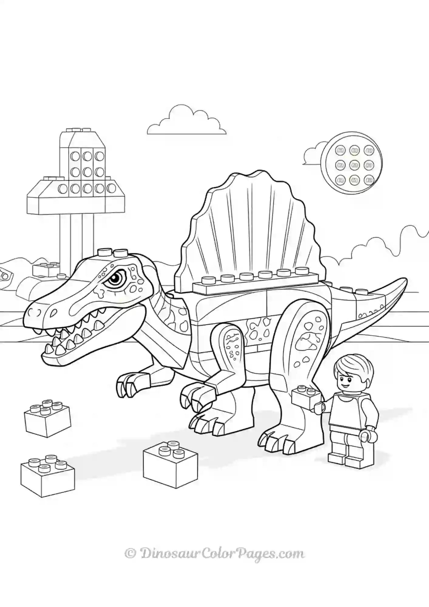 LEGO Character and Spinosaurus