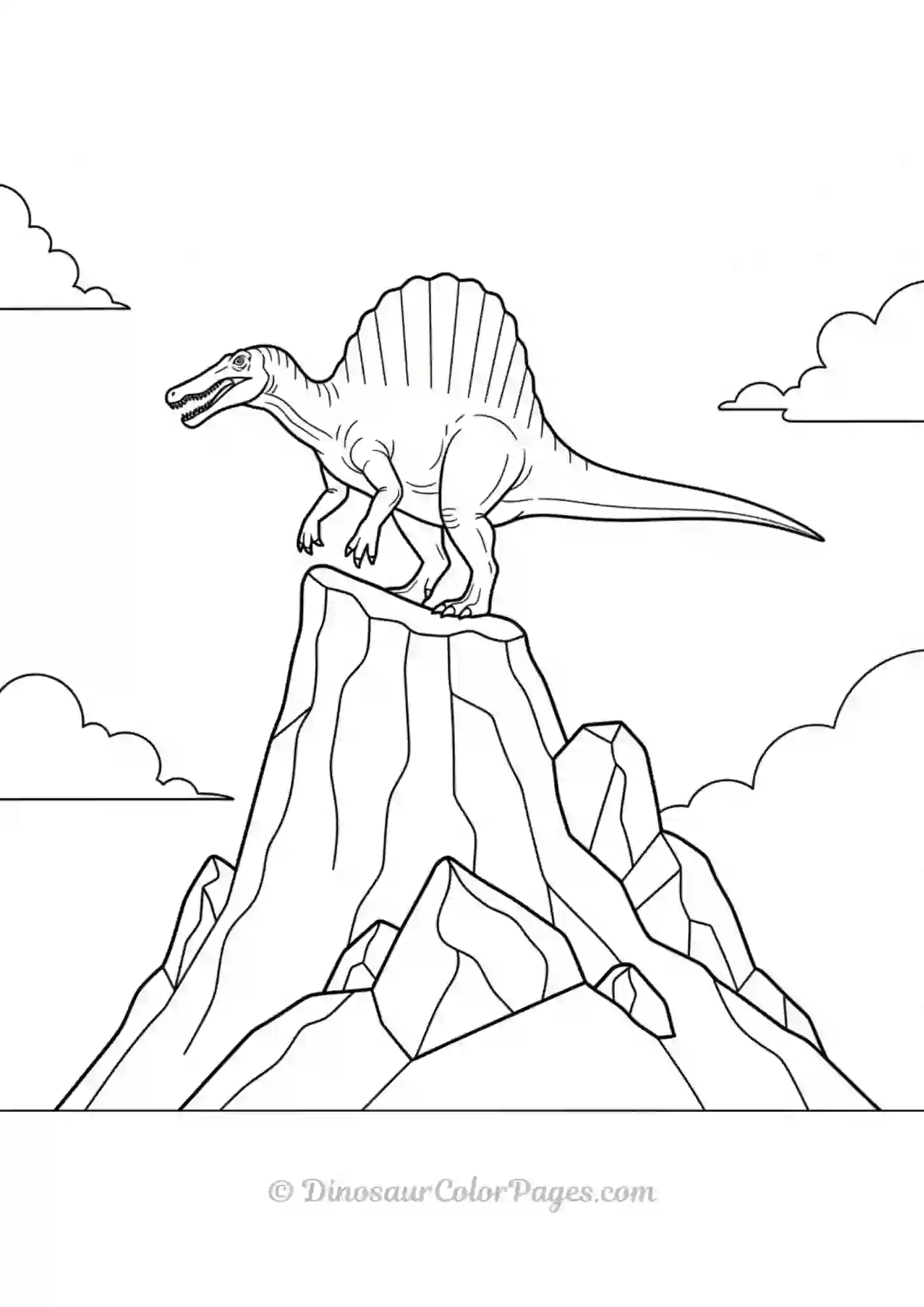 Realistic Spinosaurus at the top of mountain