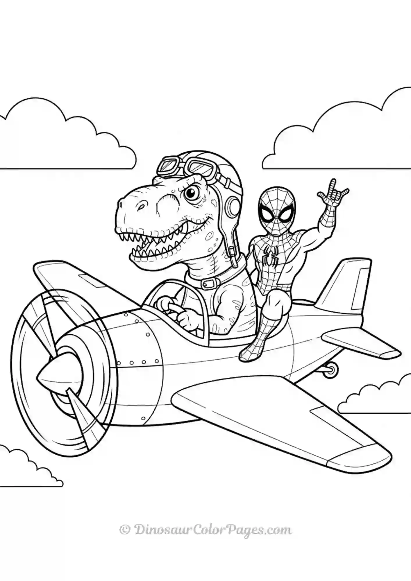 Spiderman Flying with Trex
