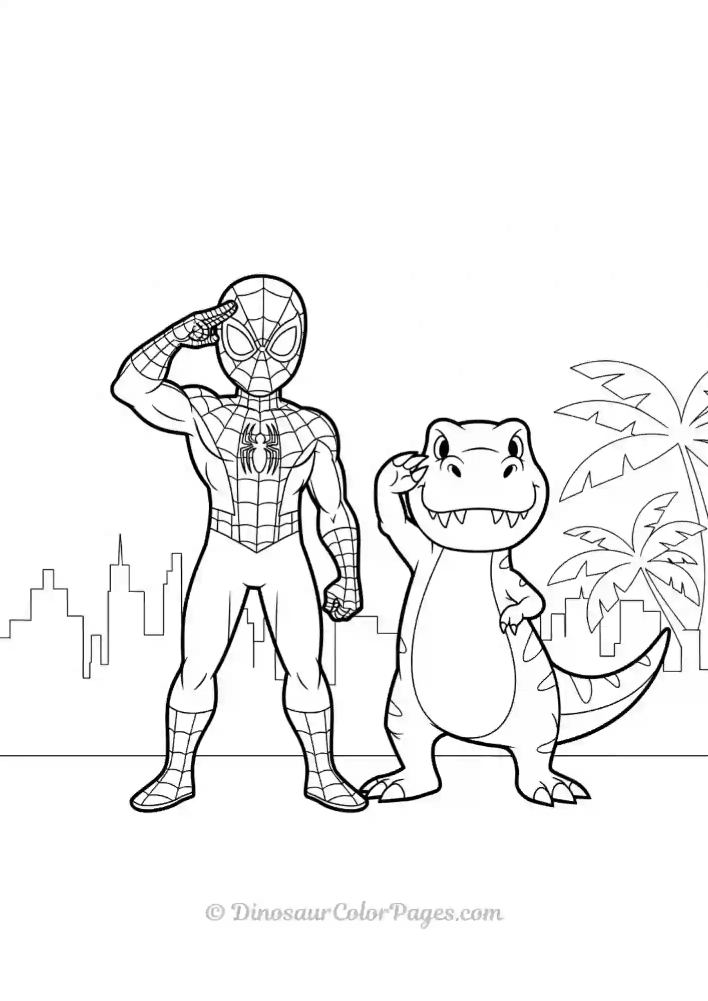 Spiderman Saluting with Trex