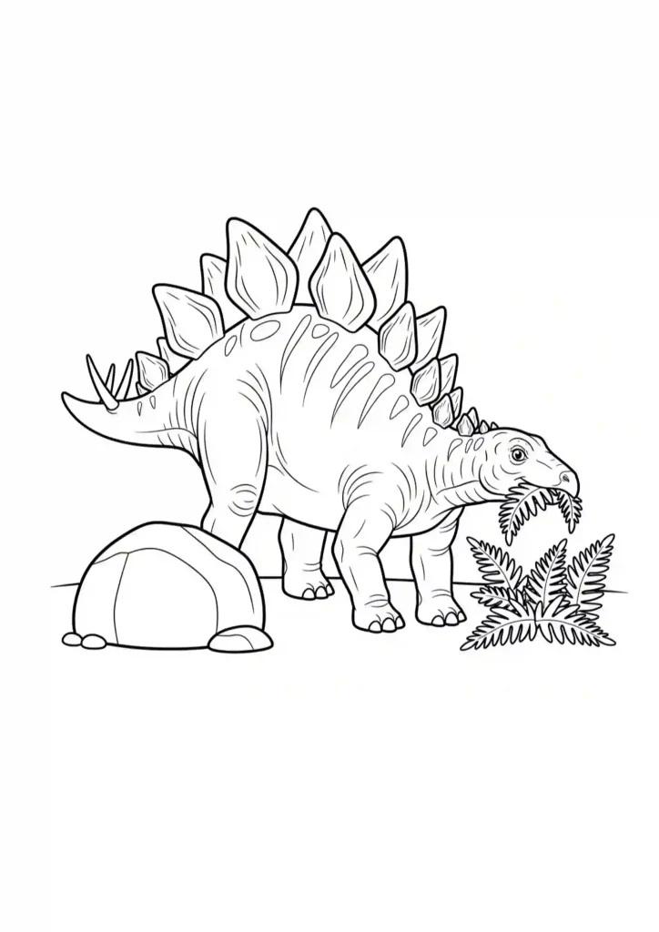 Stegosaurus eating leaves