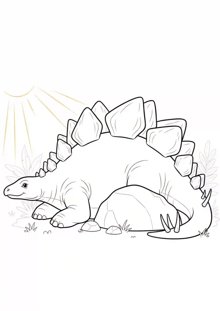 Stegosaurus sitting casually coloring page