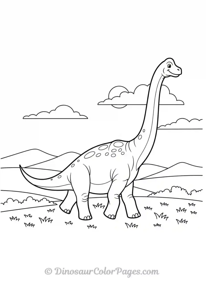 brachiosaurus crossing a grassy meadow