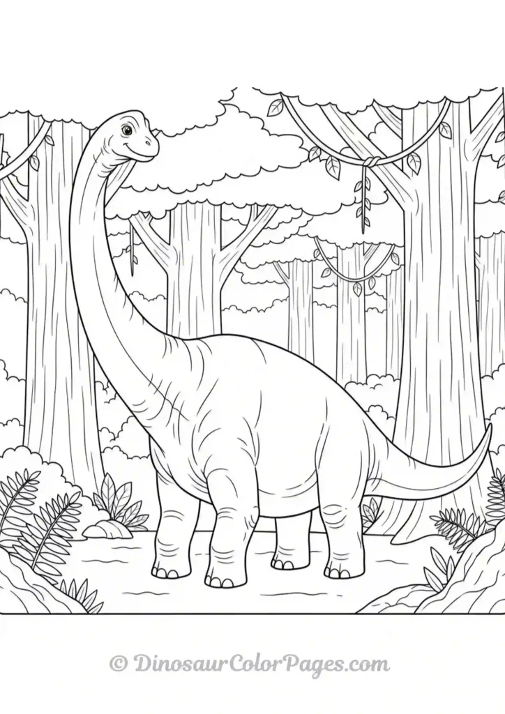 brachiosaurus exploring a dense prehistoric forest