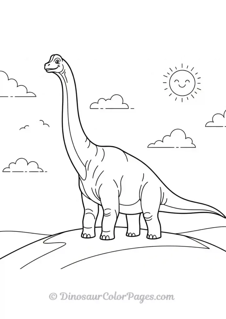 brachiosaurus standing proudly on a hilltop