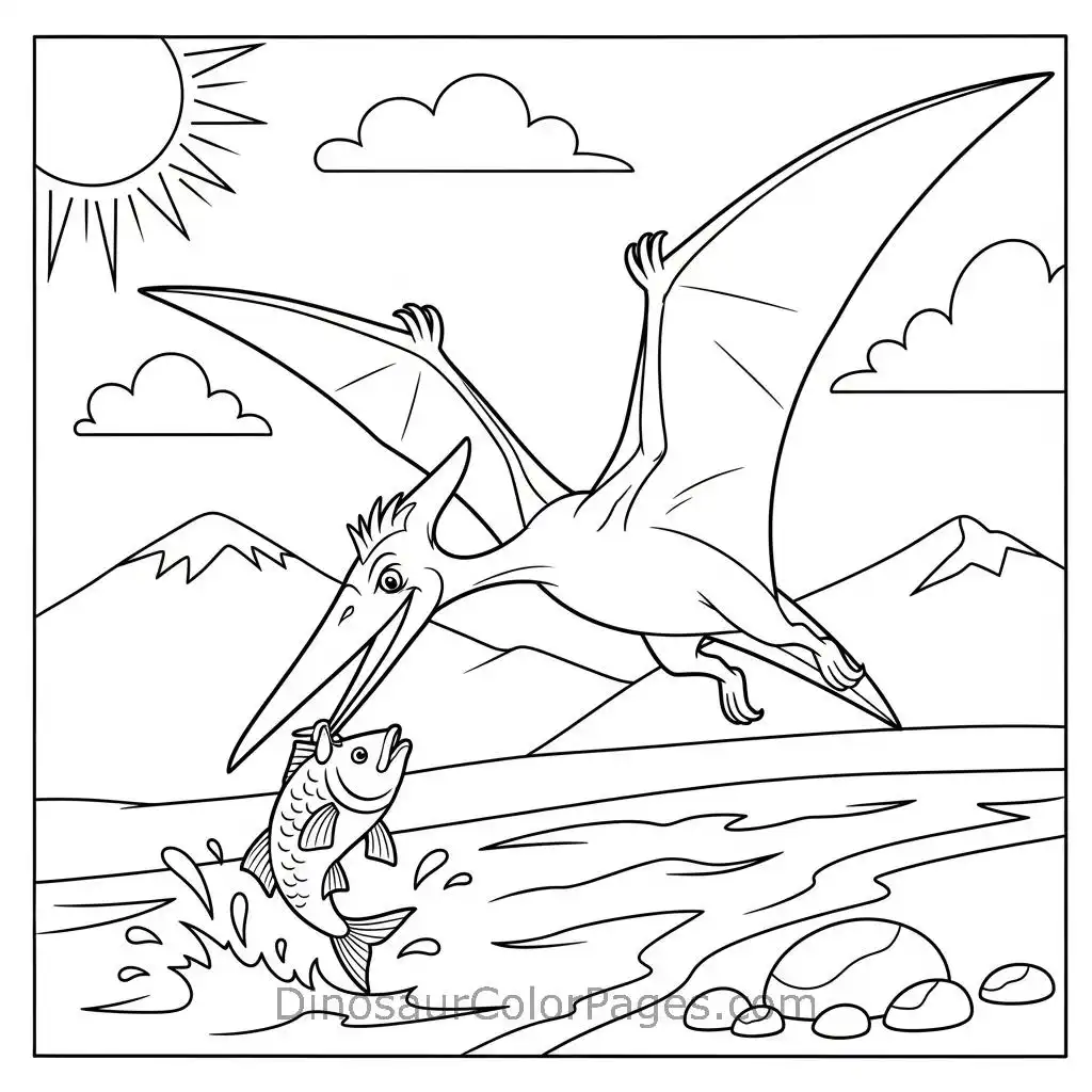 pterodactyl_eating_coloring_page