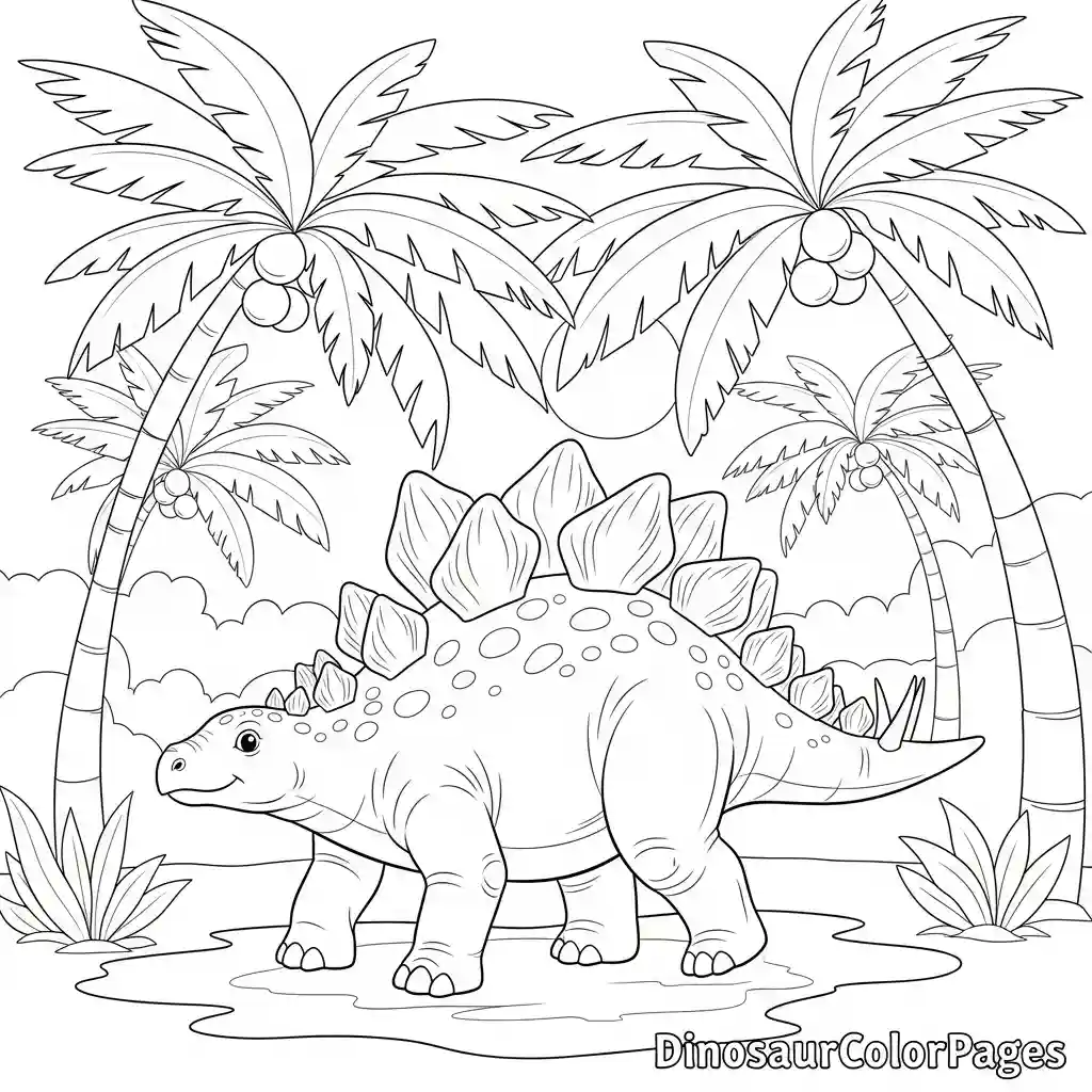 stegosaurus_walking_in_jungle_coloring_page