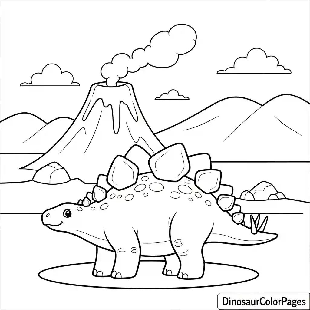 stegosaurus_walking_near_volcano