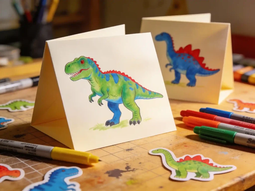 Folded  dinosaur greeting cards