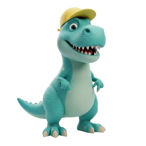 dinosaur showing users the way to download the coloring pages