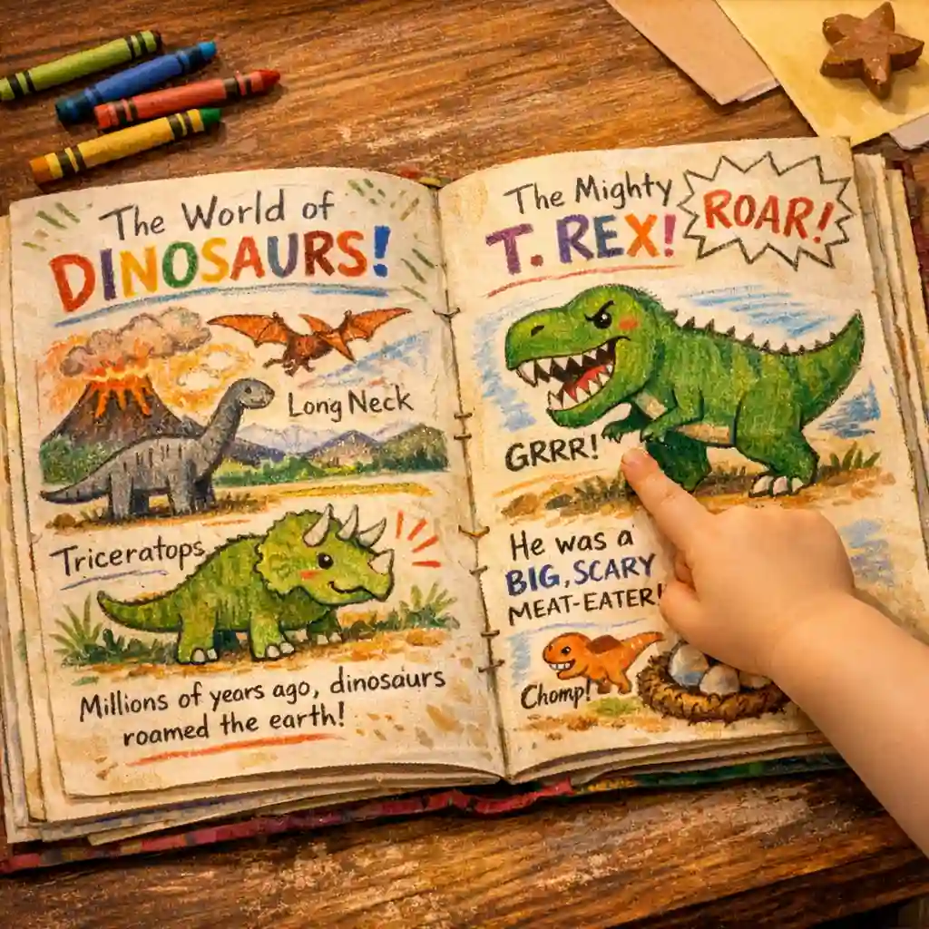 handmade dinosaur storybook