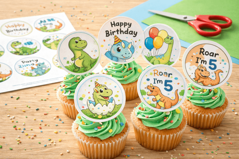Dinosaur Cupcake Toppers Printable