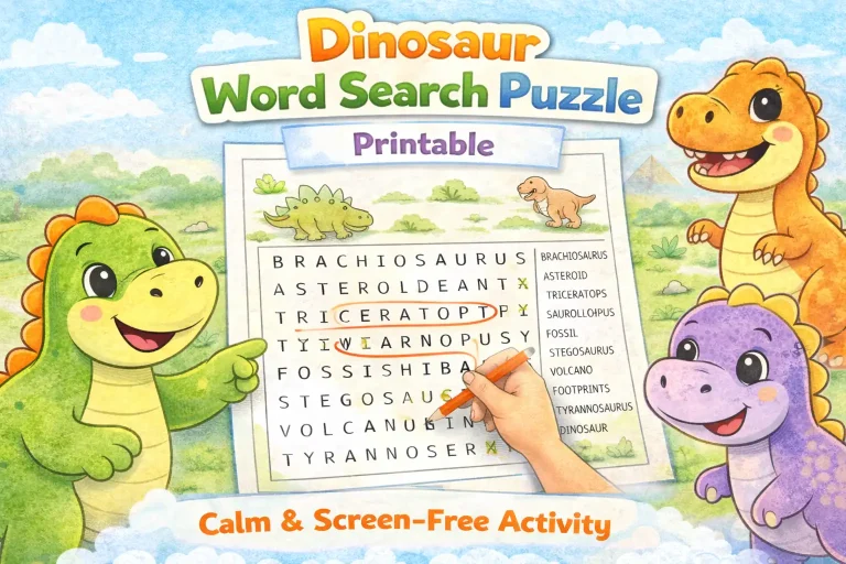 Dinosaur word search adventure for kids