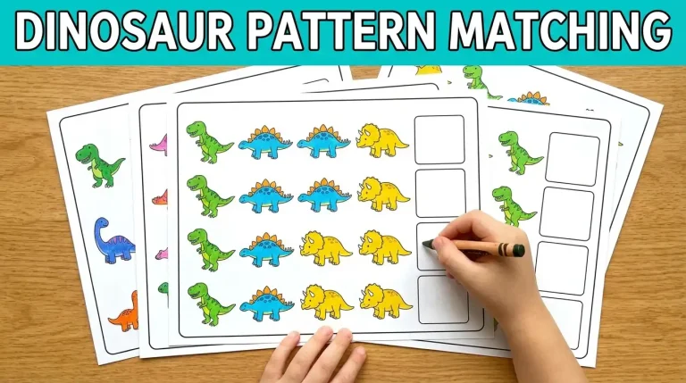 Dinosaur Pattern Matching Worksheets