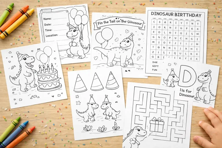 Free Dinosaur Birthday Party Activity Pack