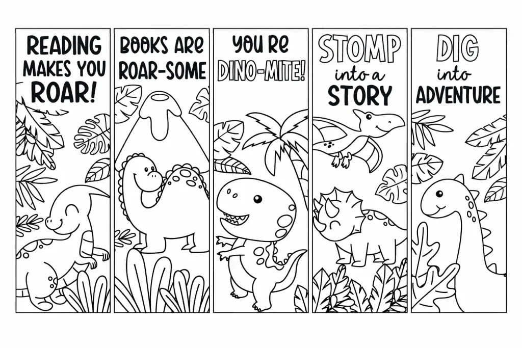 dinosaur coloring bookmarks