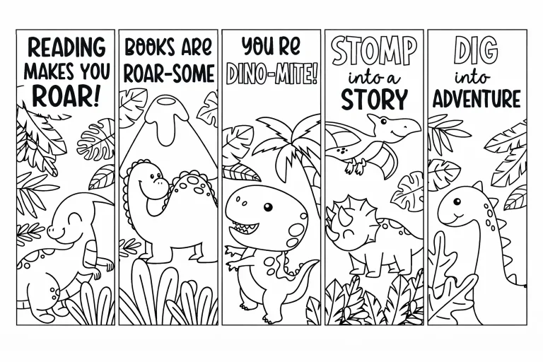 dinosaur coloring bookmarks