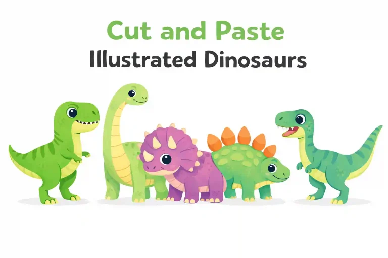 Cut and Paste Dinosaur Scene Activity for Kids
