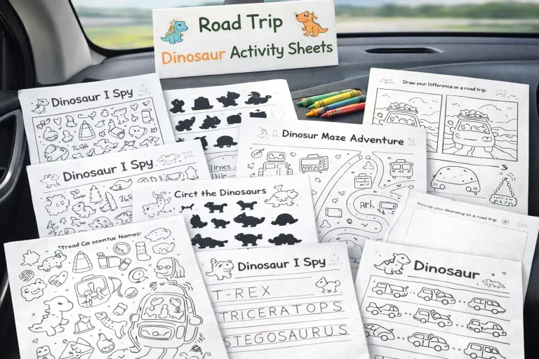 Road Trip Dinosaur Activity Sheets
