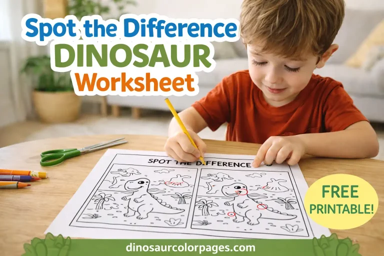 Spot the Difference Dinosaur Worksheet for Focused, Fun Learning